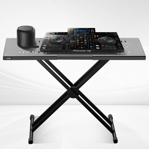 Virtualdj Table VEVOR Portable DJ Table with Double-X Braced Keyboard Stand Adjustable ...