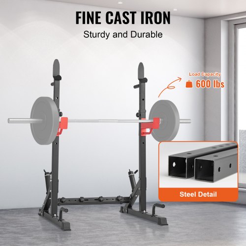 VEVOR Squat Stand Power Rack, Multi-Functional Barbell Rack with Hook ...