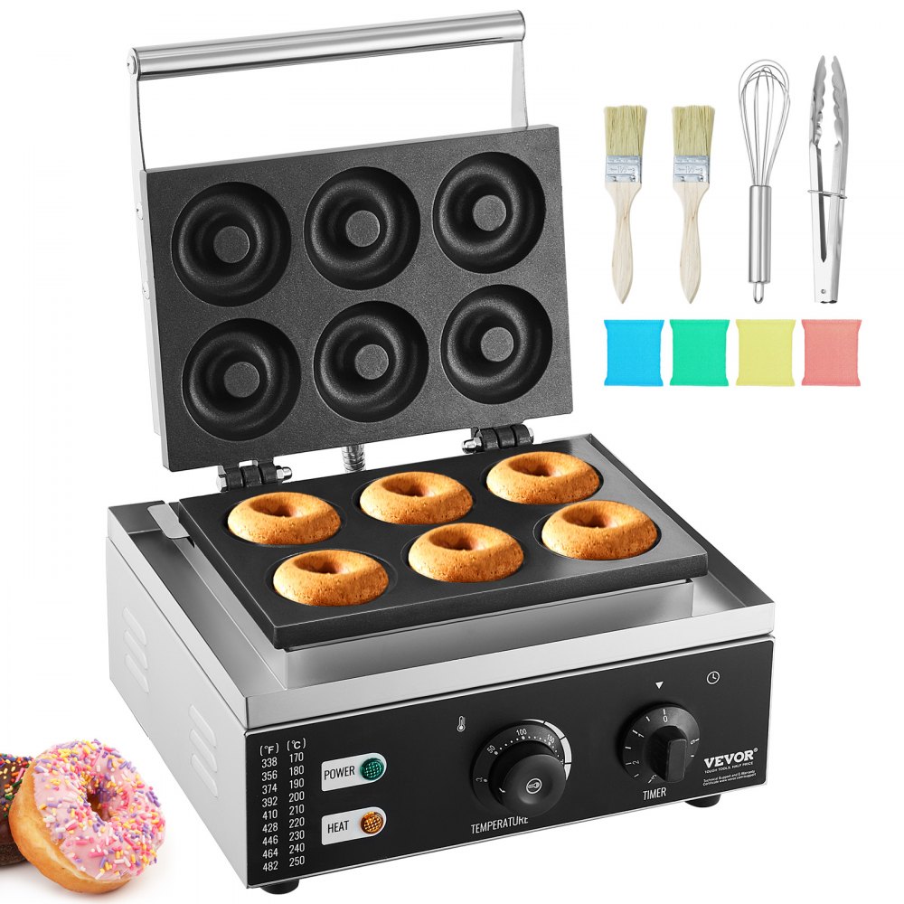 Commercial Machine,1550W Commercial Non-Stick Doughnut Making Machine, Donut Maker Machine With 6 Holes, Double-Sided Heating Donut Machine, Make Doughnuts Cake Pops Waffles Party