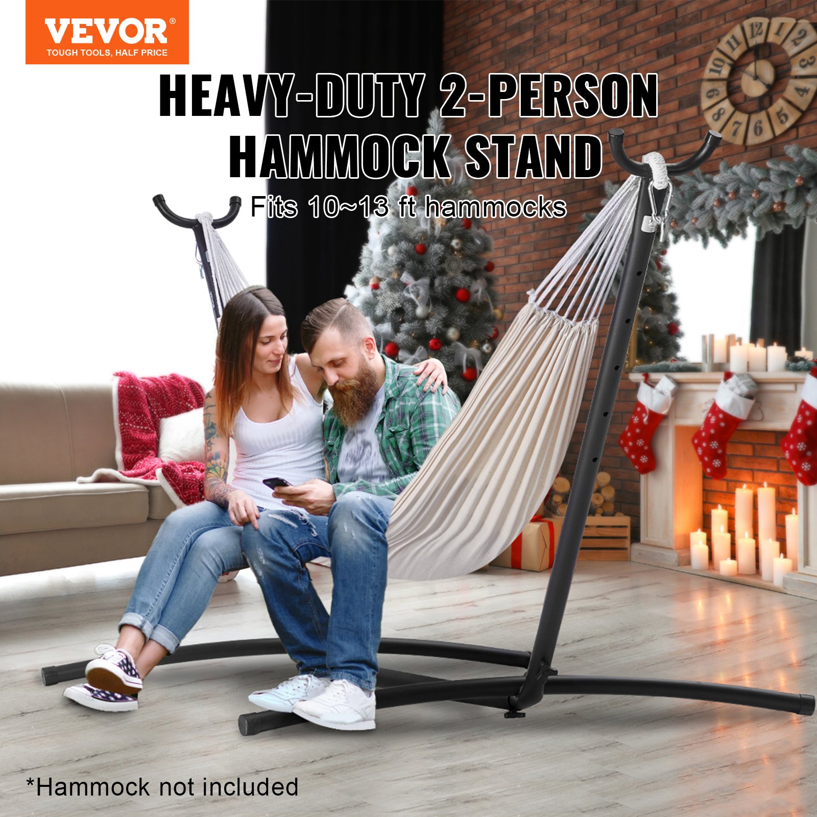 VEVOR Portable Hammock Stand, 450lbs Capacity Steel Hammock Stand for 2