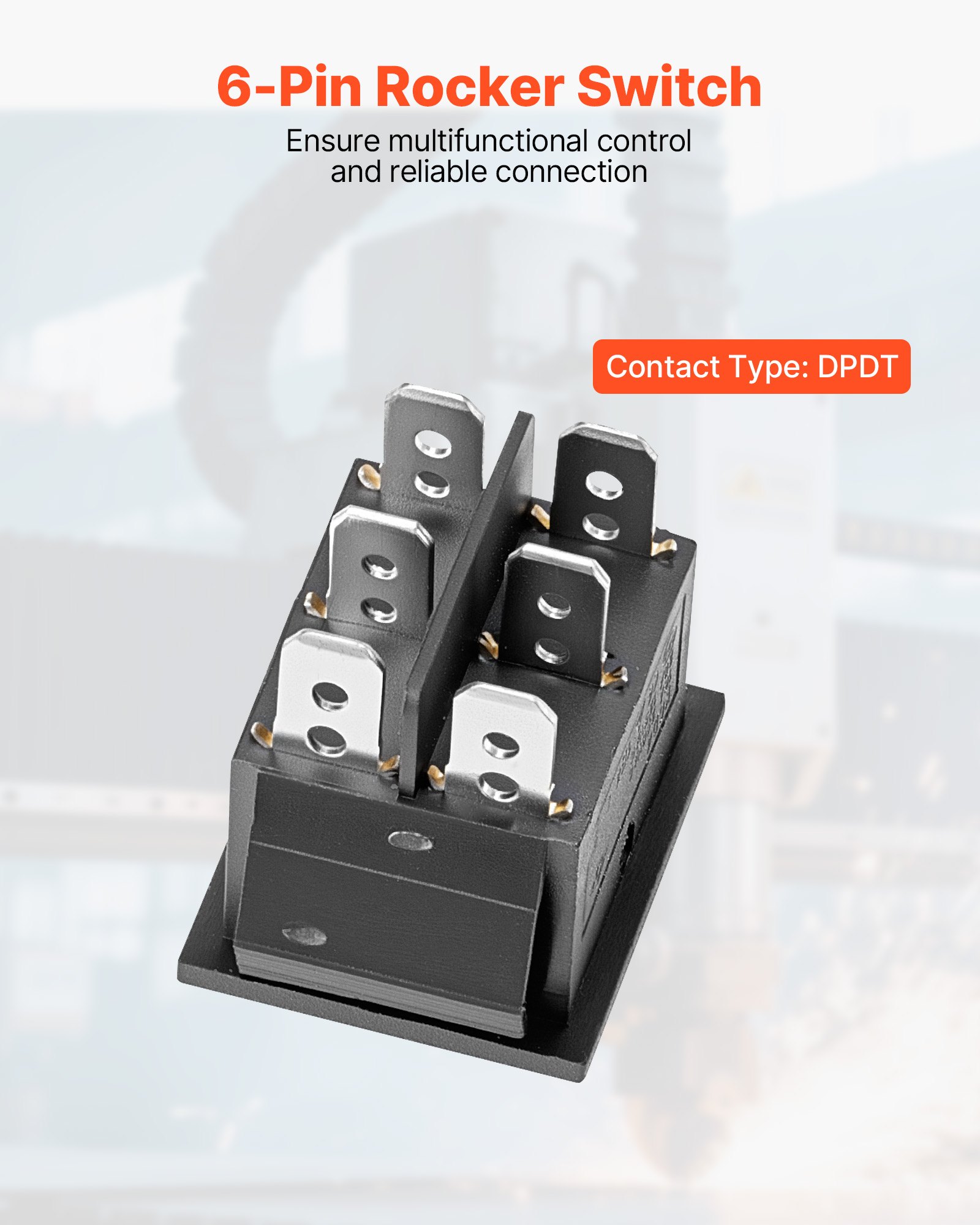 Ev Rocker Switch VEVOR Rocker Switch - 6 Pin, DPDT Momentary, 20A, 3-Position