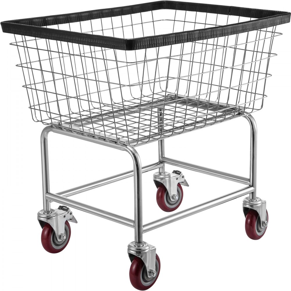 VEVOR Wire Laundry Cart 2.2 Bushel, Wire Laundry Basket With Wheels 20 ...
