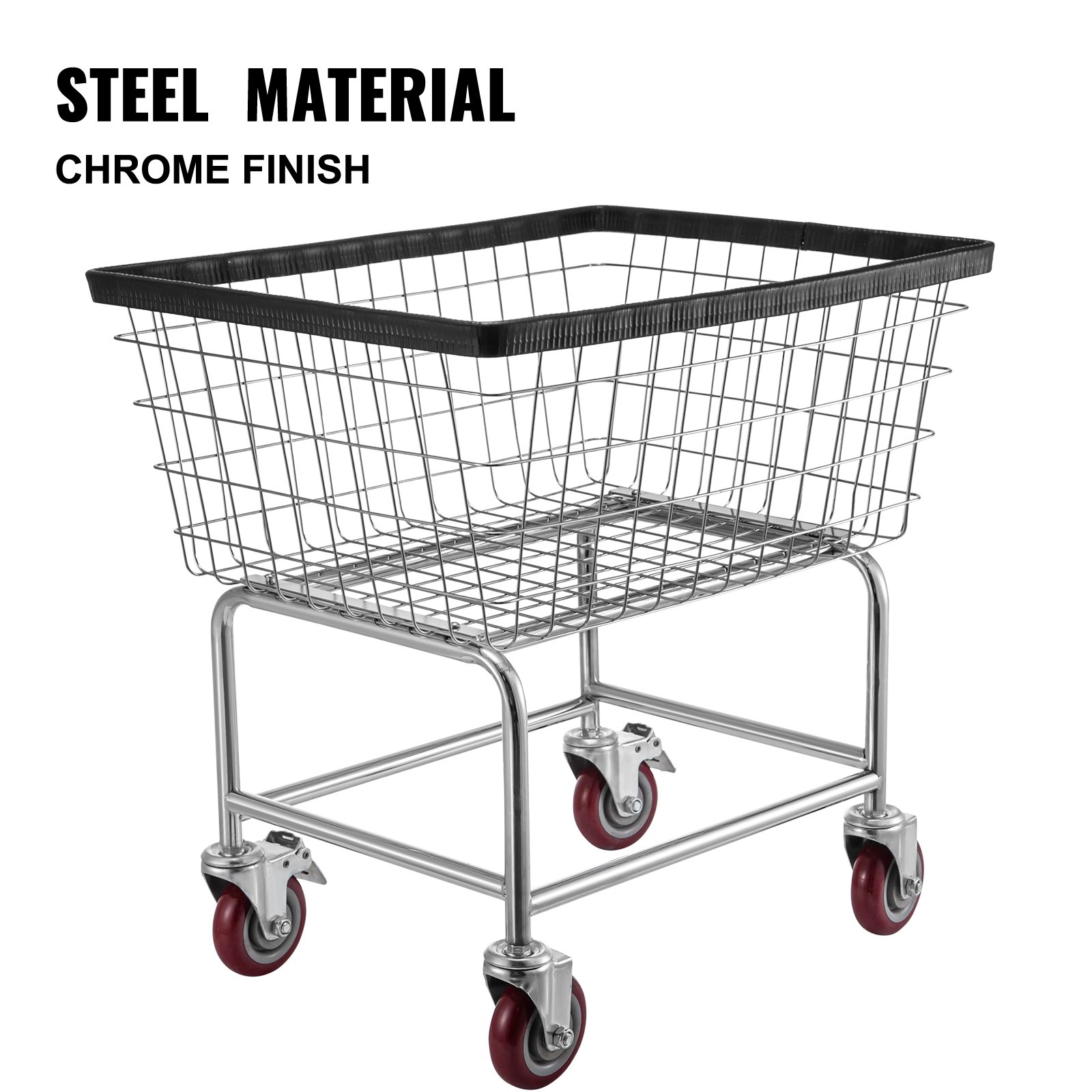 VEVOR Wire Laundry Cart 2.2 Bushel, Wire Laundry Basket With Wheels 20