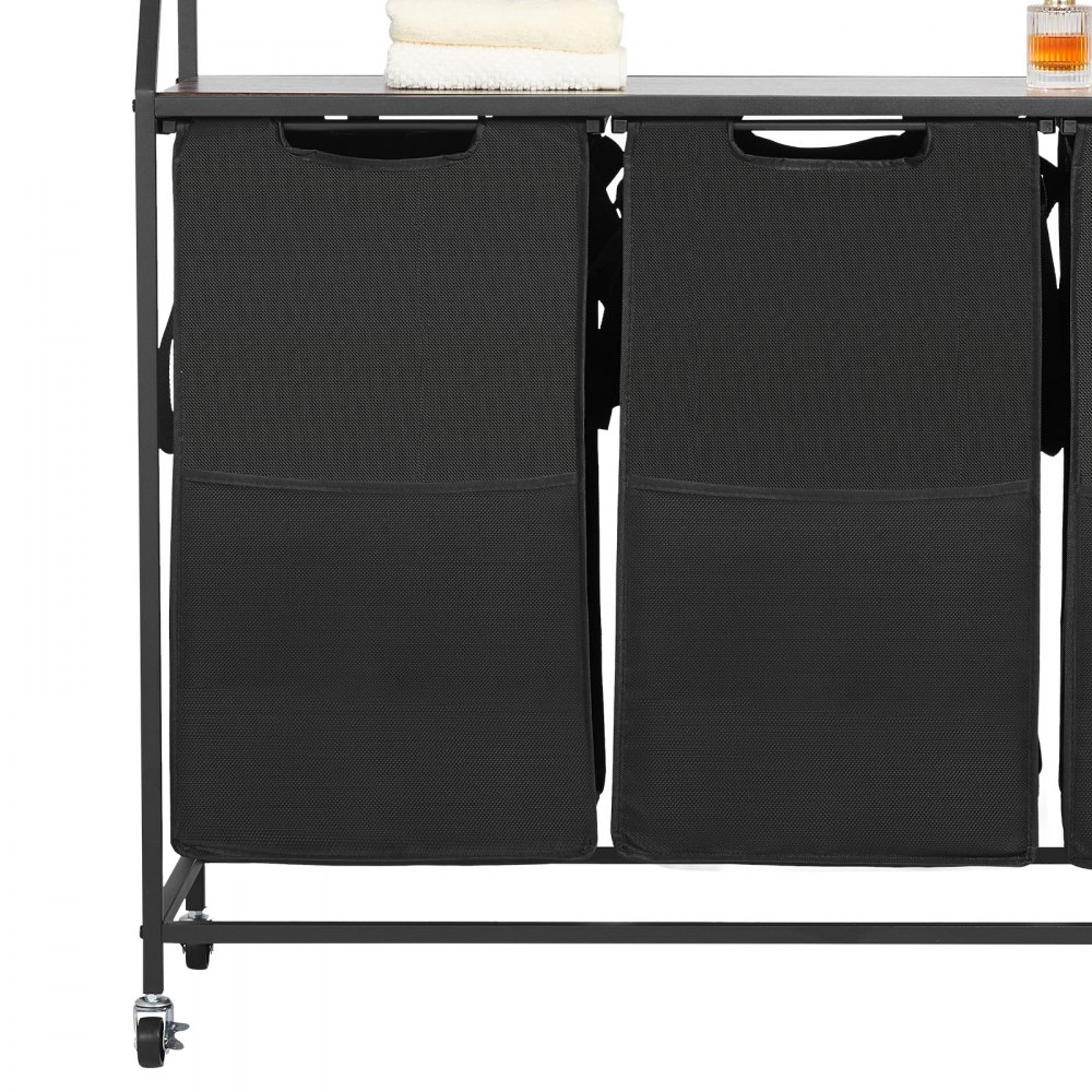 VEVOR 3-Section Laundry Hamper — Rolling Tall Sorter