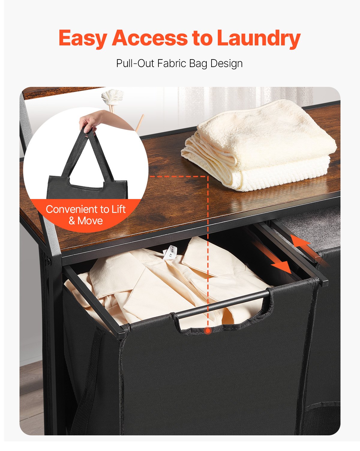 VEVOR Laundry Sorter with Shelf – 30.14 Gallons capacity