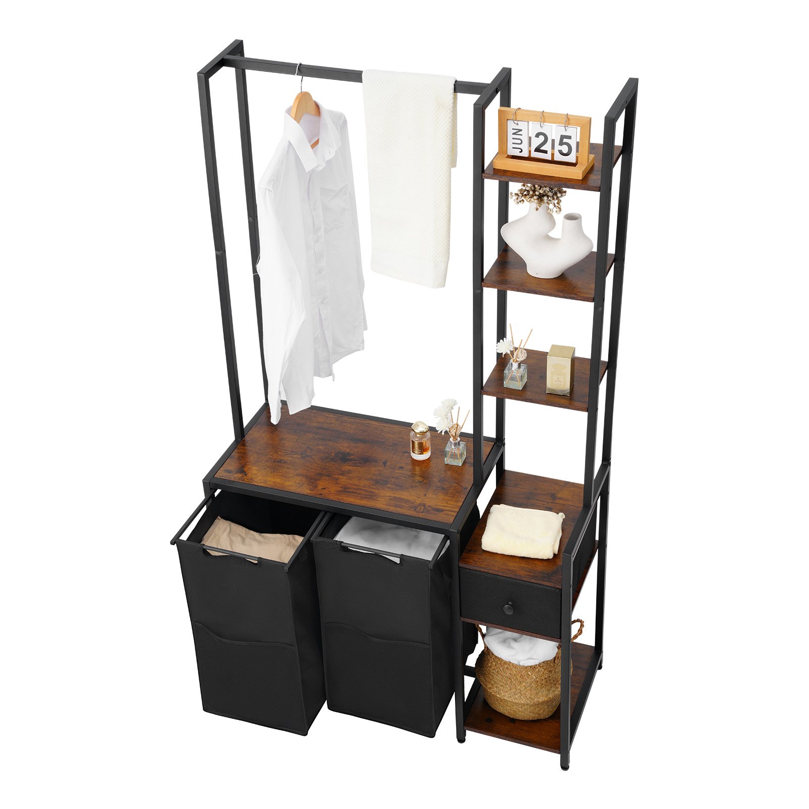 VEVOR 3 Tiers Laundry Sorter with Rack, Tall Laundry Hamper with ...