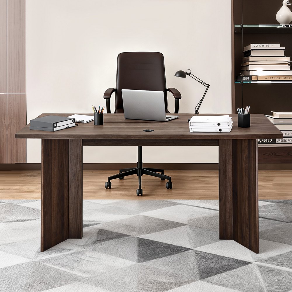 VEVOR 63 in Executive Desk, Large Modern Rectangle Office Table, Heavy ...