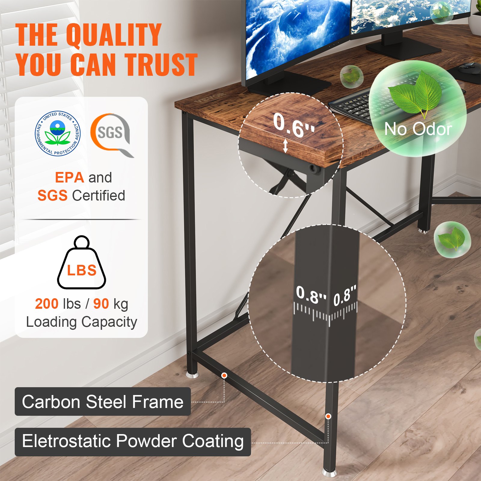 VEVOR L Shaped Computer Desk, 54'' Corner Desk with Storage Shelves ...