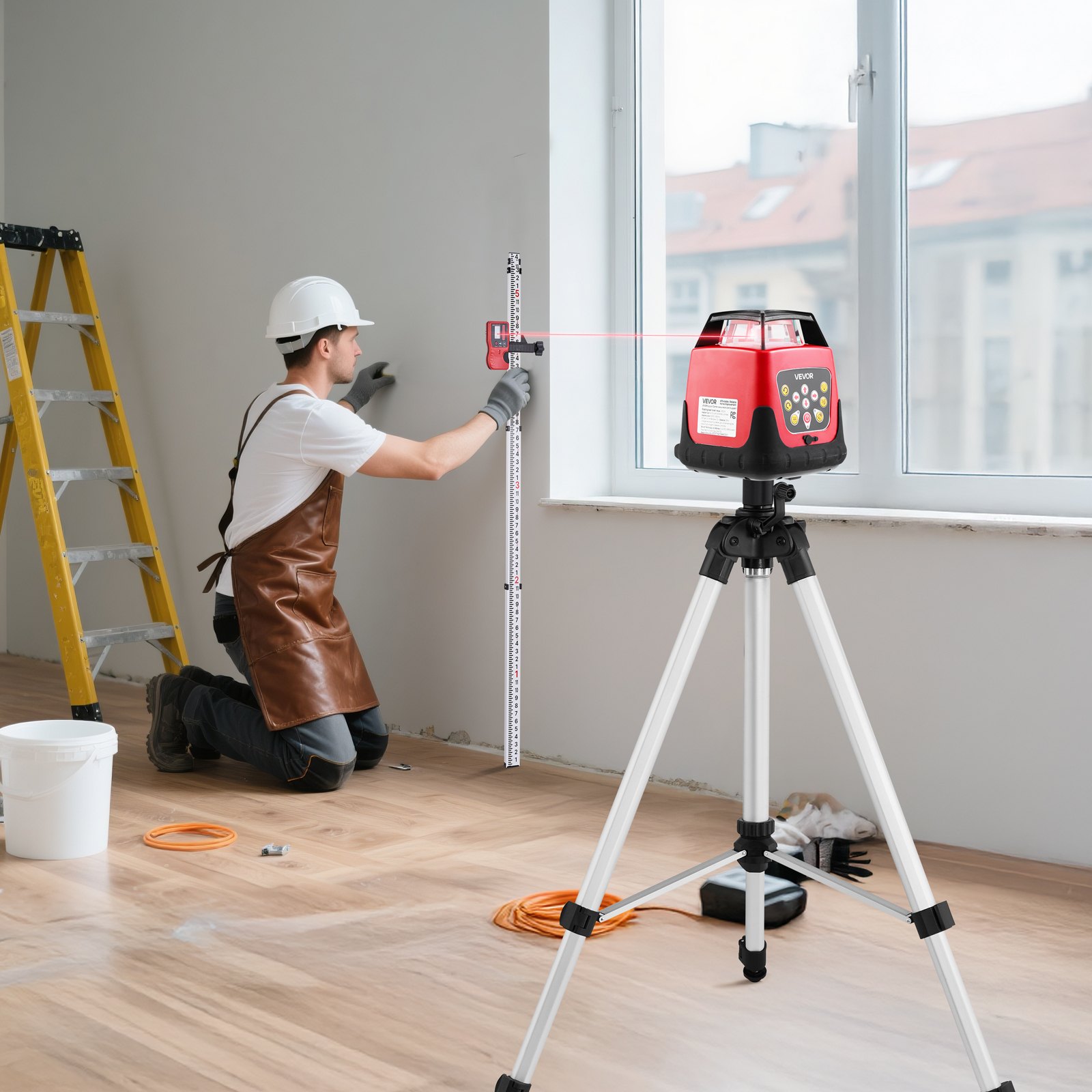 VEVOR Rotary Laser Level Kit, 1650ft 360-Degree Self Leveling Red ...