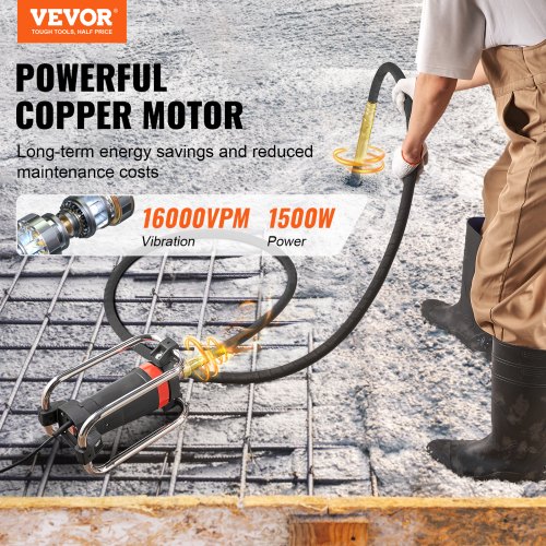 VEVOR Electric Concrete Vibrator, 1500W 16000 VPM, 2HP VEVOR Electric Concrete Vibrator, 1500W 16000 VPM, 2HP