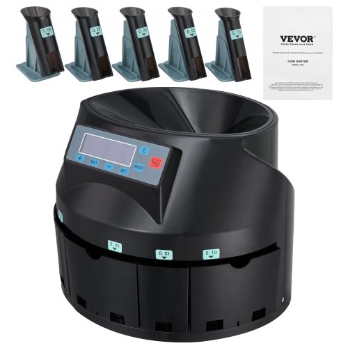 VEVOR USD Coin Sorter Coin Counter Wrapper and Roller 300 Coins/min LCD ...
