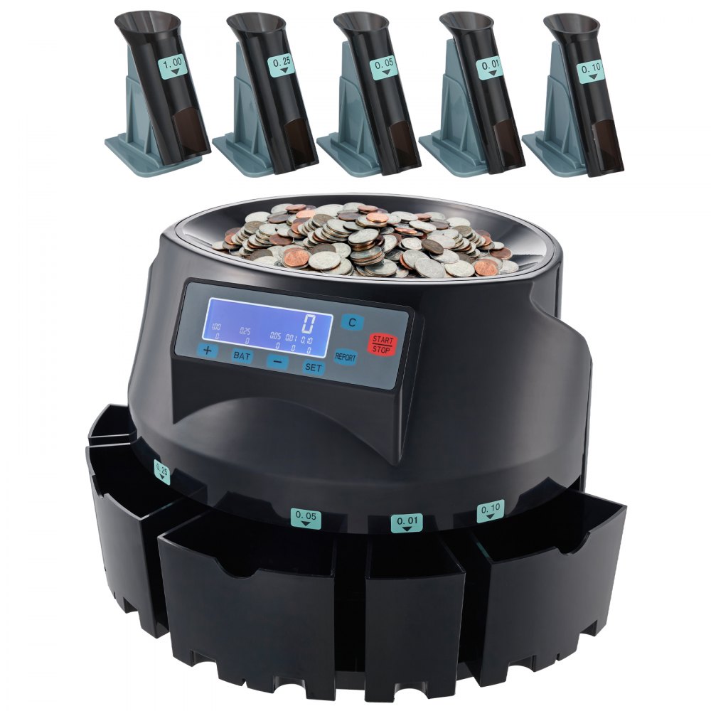 VEVOR USD Coin Sorter Coin Counter Wrapper and Roller 300 Coins