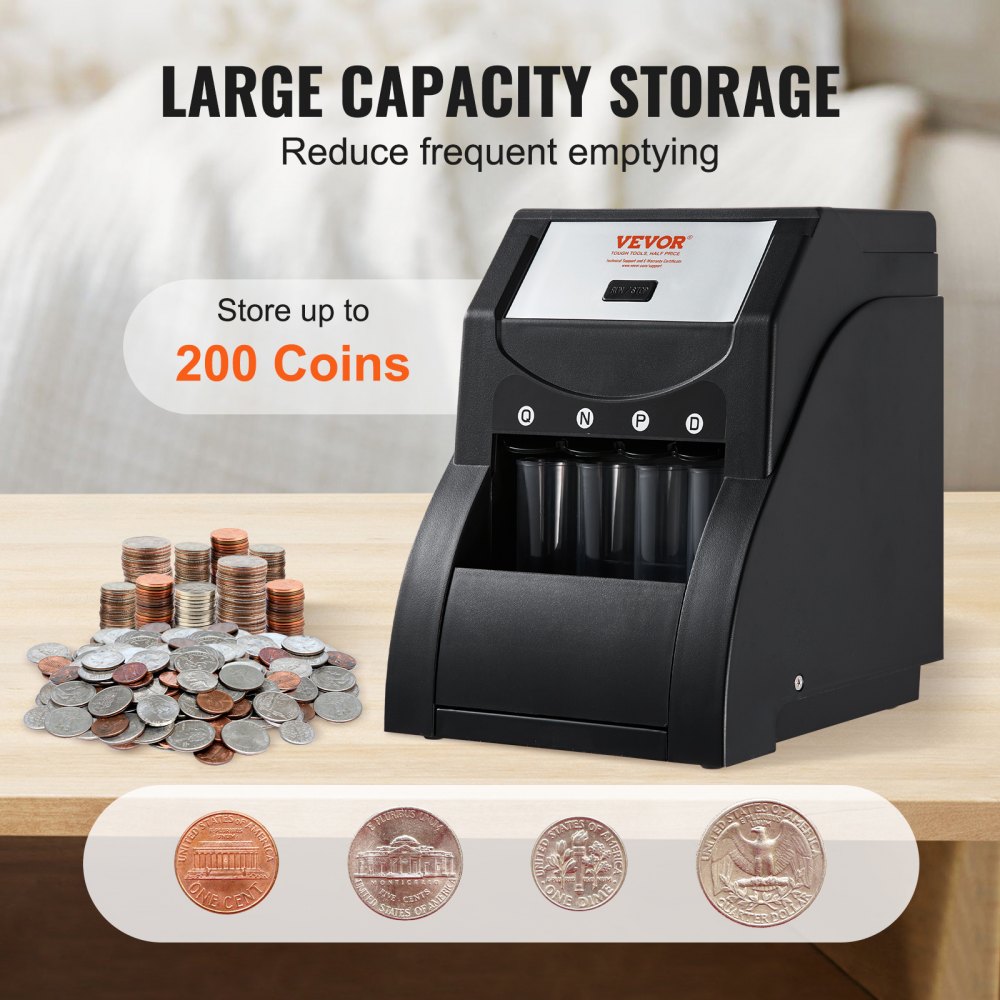 VEVOR USD Coin Sorter, Coin Sorter Machine for USD Coin 1¢ 5¢ 10¢ 25 ...