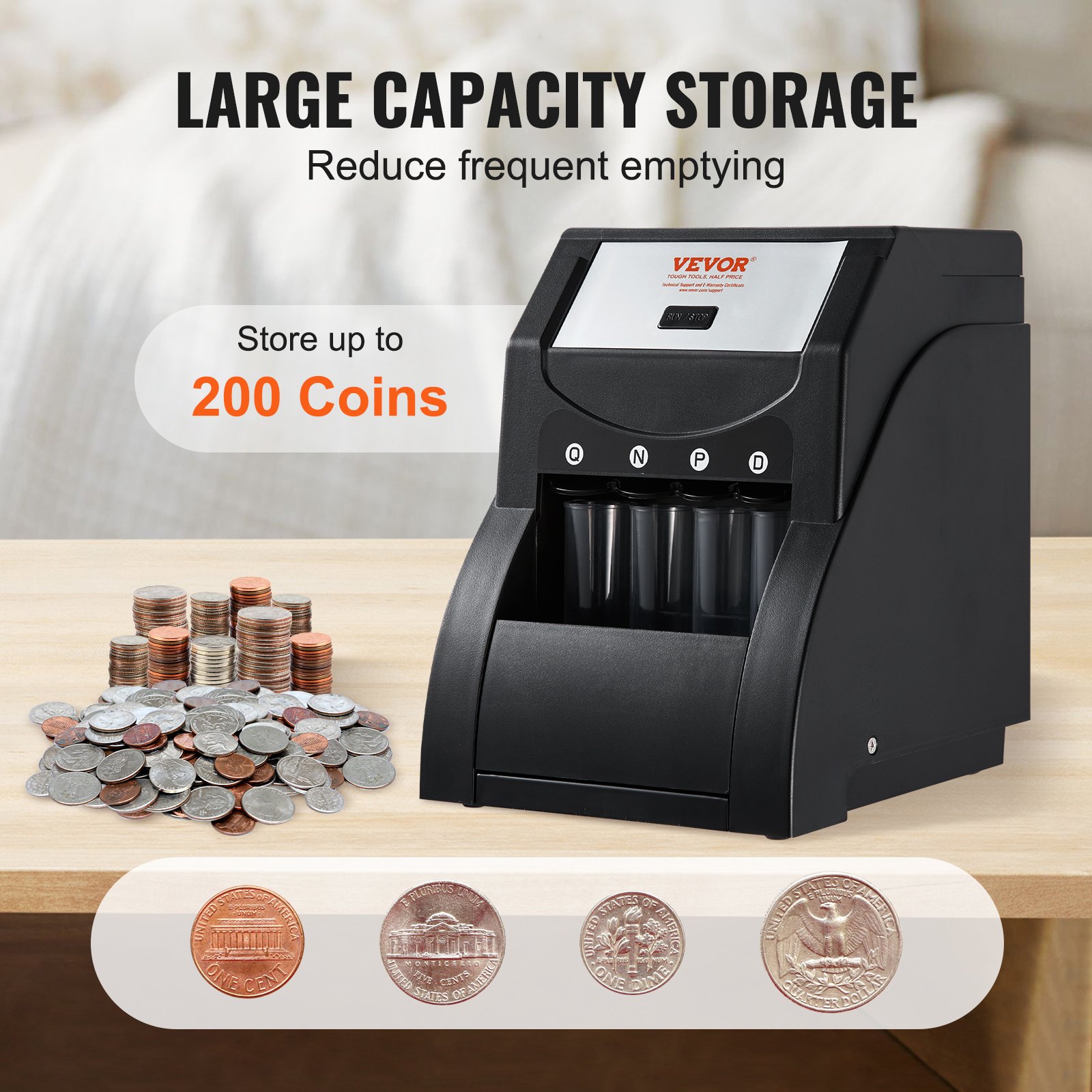Coin Sort Design VEVOR USD Coin Sorter, Coin Sorter Machine for USD Coin 1¢ 5¢ 10¢ 25 ...
