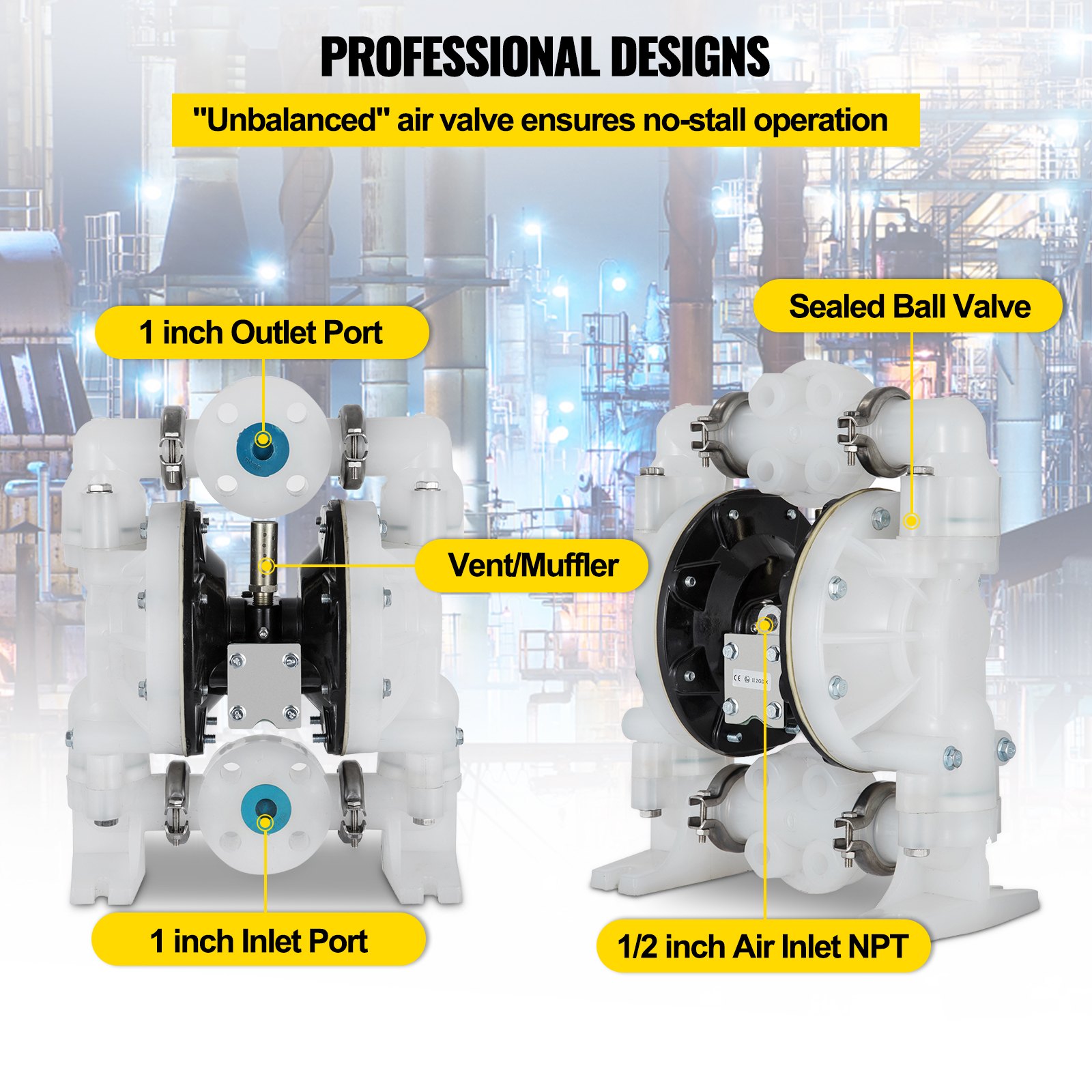 Air-Operated Double Diaphragm Pump Chemical Industrial 1 Inch Inlet And ...