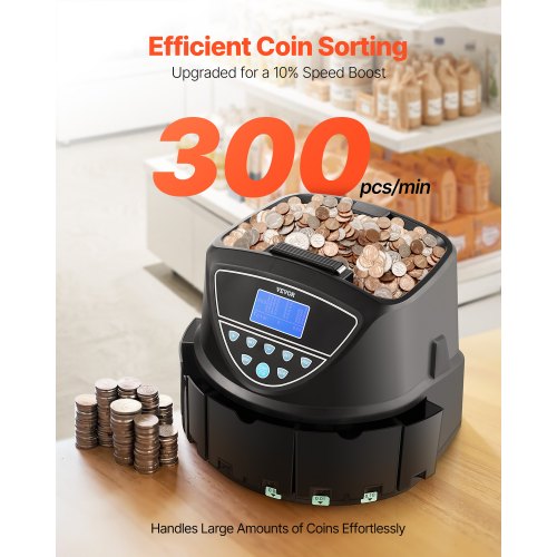 VEVOR Upgraded Coin Counter & Sorter, Coin Sorter and Wrapper Machine ...