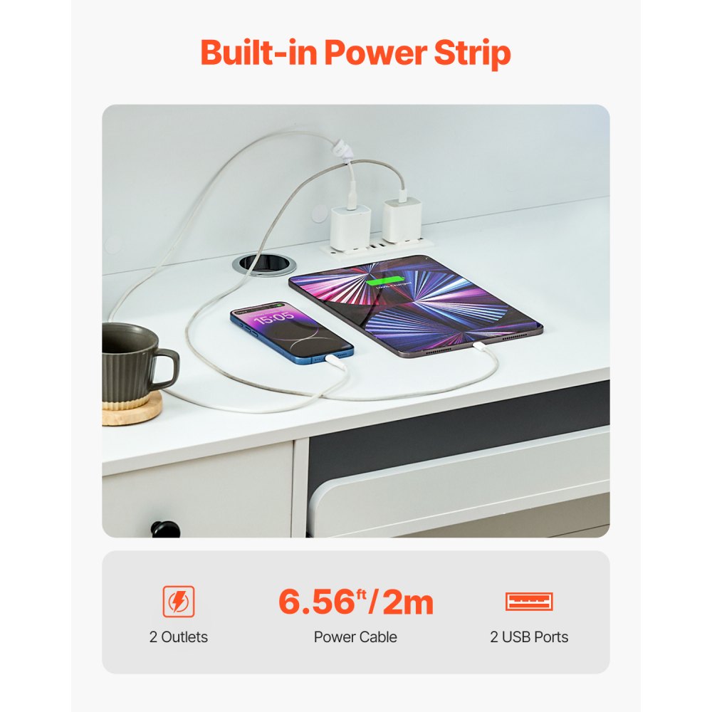 Recepční stůl VEVOR, obdélníkový pultový stůl s LED osvětlením, 122,7 x 46,7 x 94,9 cm, kancelářský recepční stůl s LED osvětlením, 2 zásuvkami a zásuvkami, pro pokladny, vstupní halu, kosmetický salon a kancelář, bílý - miniatura 5