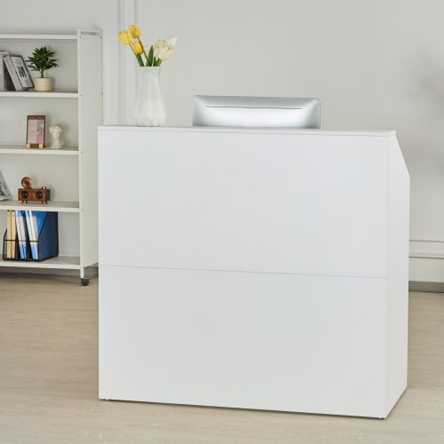 VEVOR Reception Desk, 46 Inch Rectangular Front Counter Table, Office ...