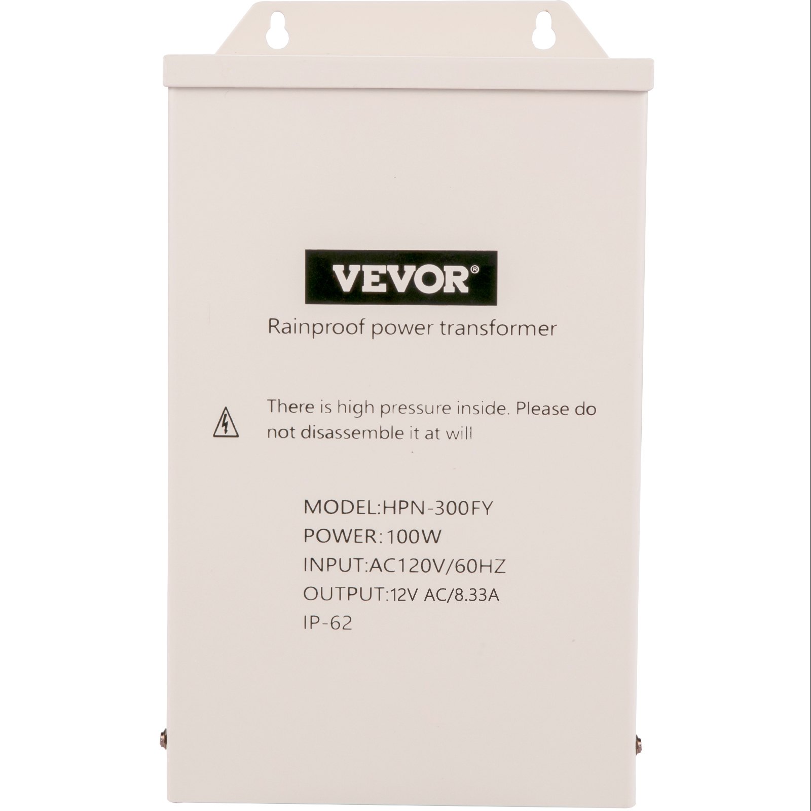 VEVOR 100W Low Voltage Transformer – 12V AC Outdoor Landscape Lighting, Weatherproof Steel Enclosure