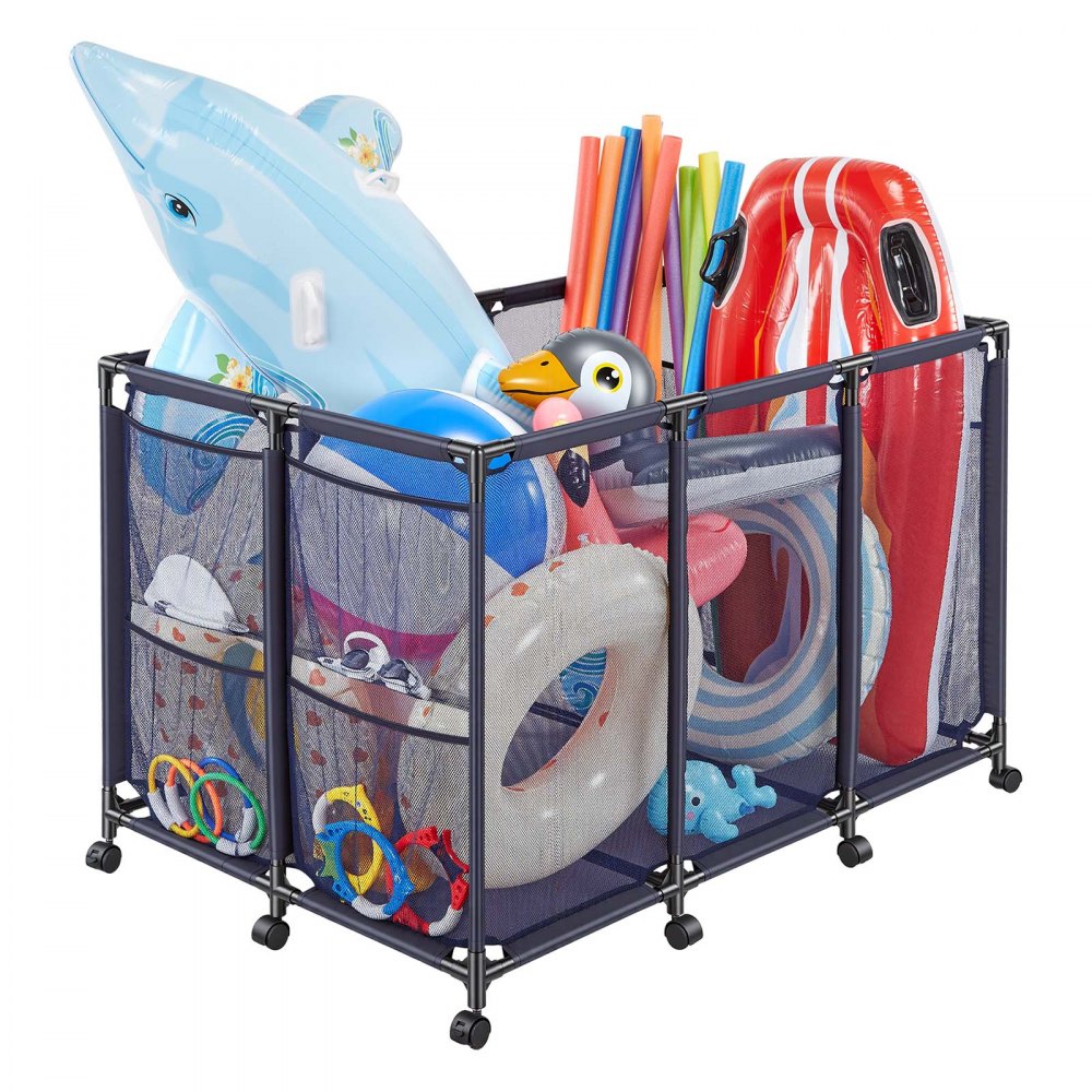 Mesh Pool Raft Storage VEVOR Pool Storage Bin, 48.8 x 32.7 x 32.7 in, Rolling Pool Float ...