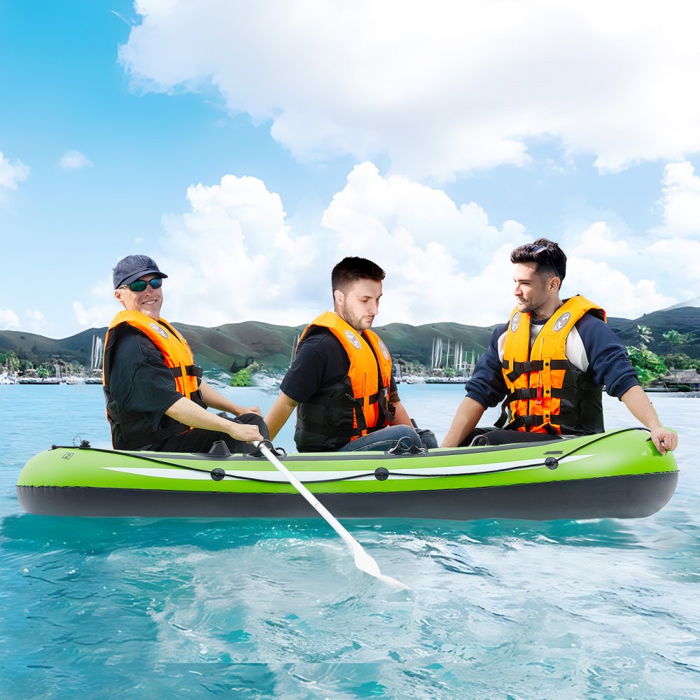 3 Man Inflatable Raft VEVOR Inflatable Boat, 3-Person Inflatable Fishing Boat, Strong PVC ...