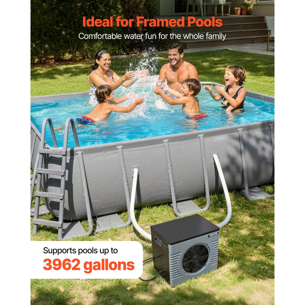 VEVOR Above Ground Pool Heat Pump – 14,710 BTU, Dual Mode