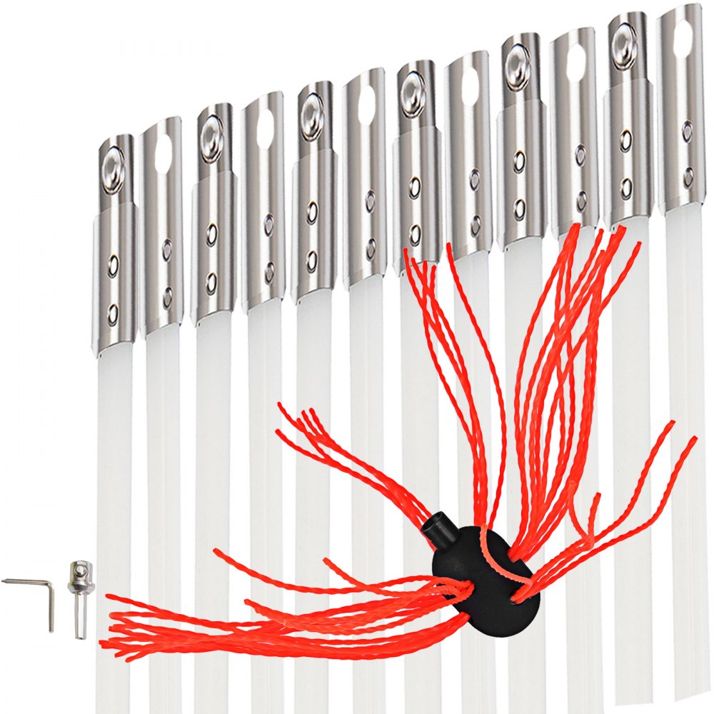 Sada na čištění komínů VEVOR 10 m, s 10 vyztuženými nylonovými flexibilními tyčemi, ergonomickým kartáčem na čištění komínů, 360stupňovým kartáčem na čištění komínů, bohatým příslušenstvím pro domácí použití, vhodná pro většinu potrubí - miniatura 7