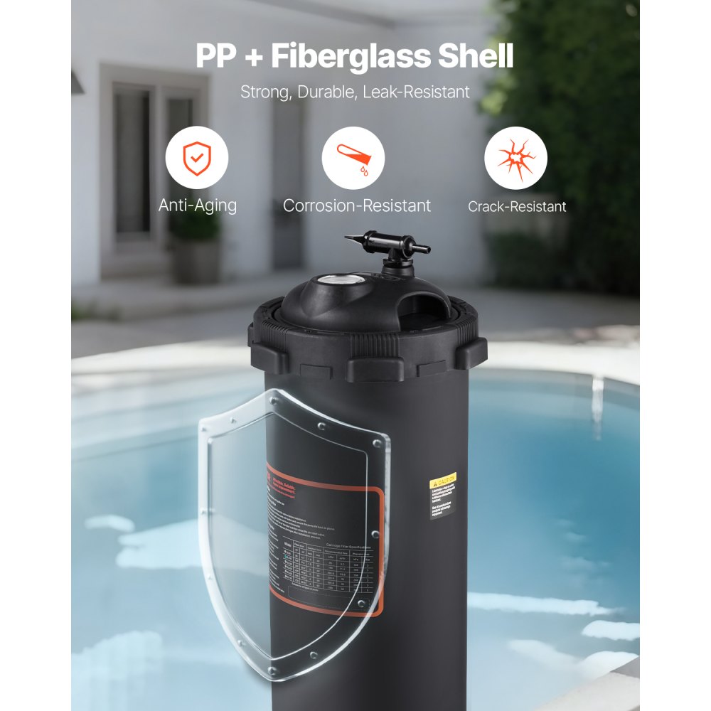 100 sq.ft² Cartridge Pool Filter Valve 6142 GPH Swimming Pool ...