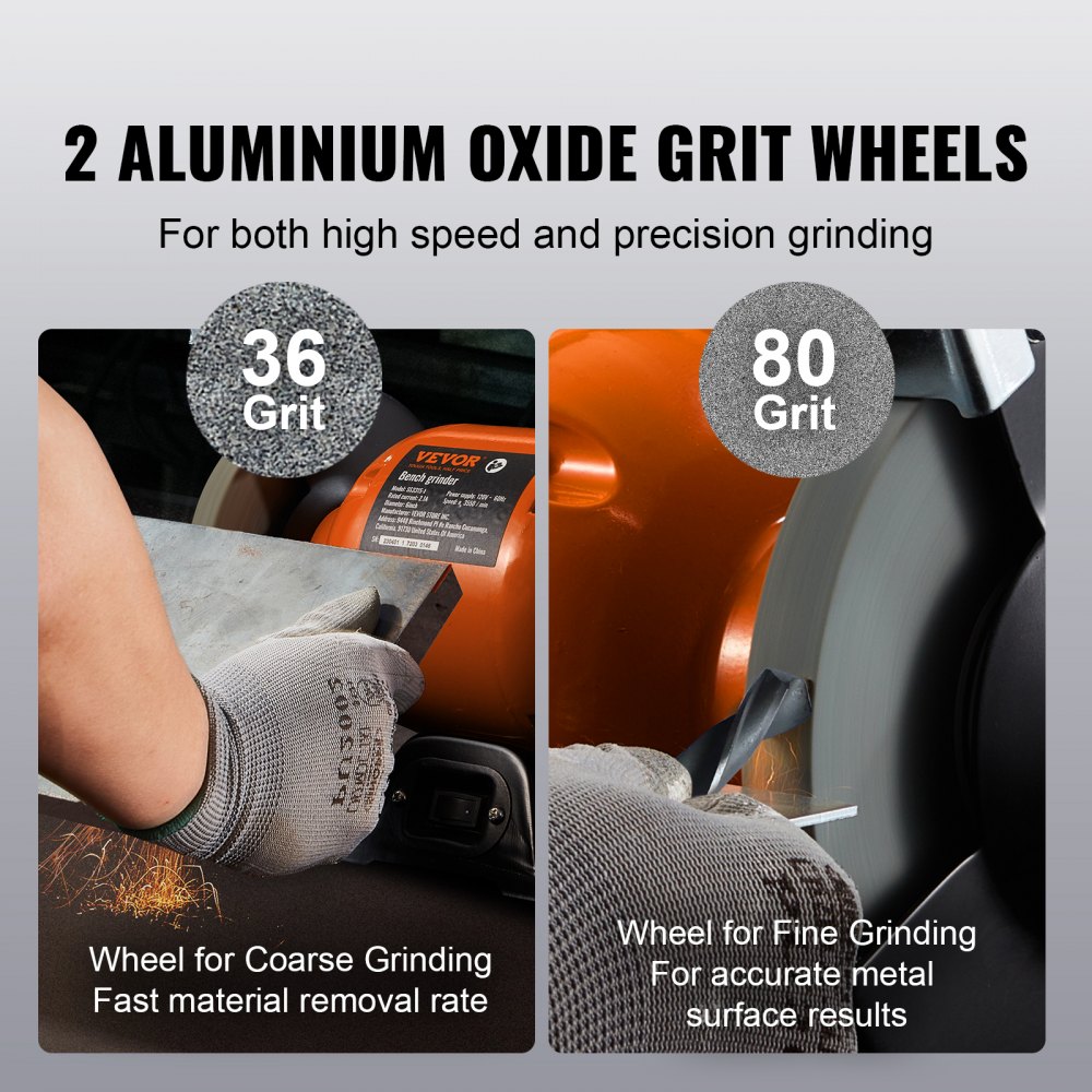 VEVOR Bench Grinder, 6 inch Single Speed Bench Grinder with 2.1A