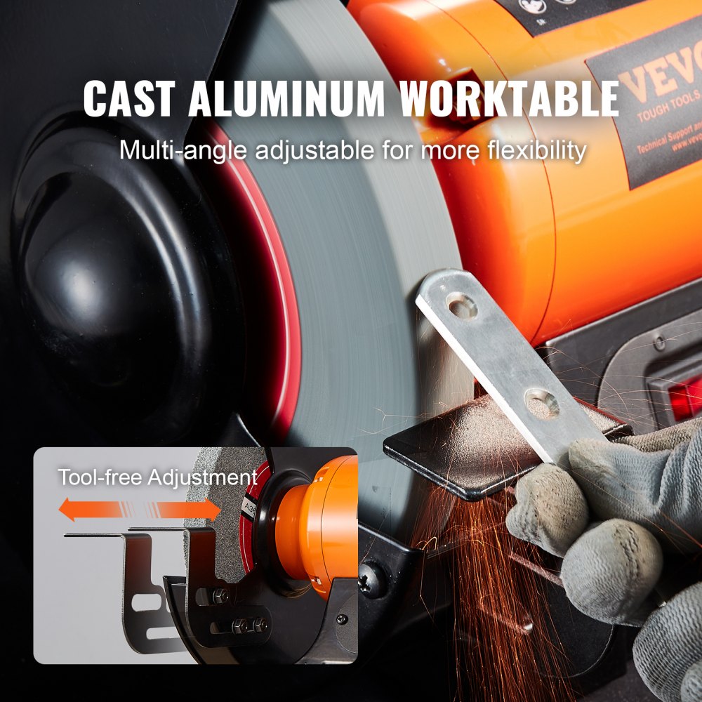 VEVOR Bench Grinder, 8 inch Single Speed Bench Grinder with 3A