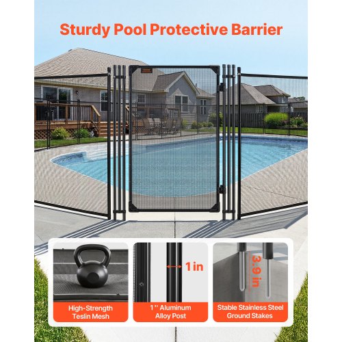 VEVOR Pool Fence Gate, 4 x 2.5 ft Inground Swimming Pool Fences