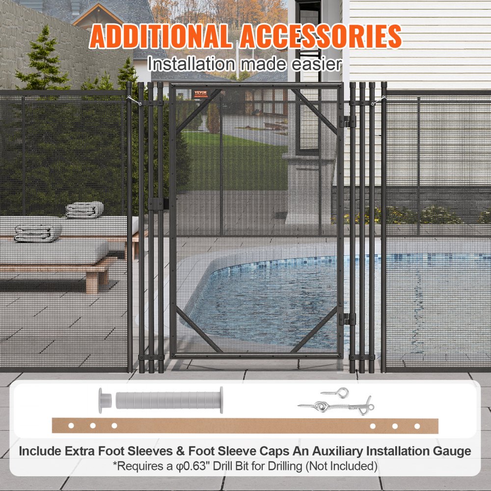 VEVOR Pool Fence Gate 4 x 2.5 FT Removable Inground Pool Gate for Kids ...