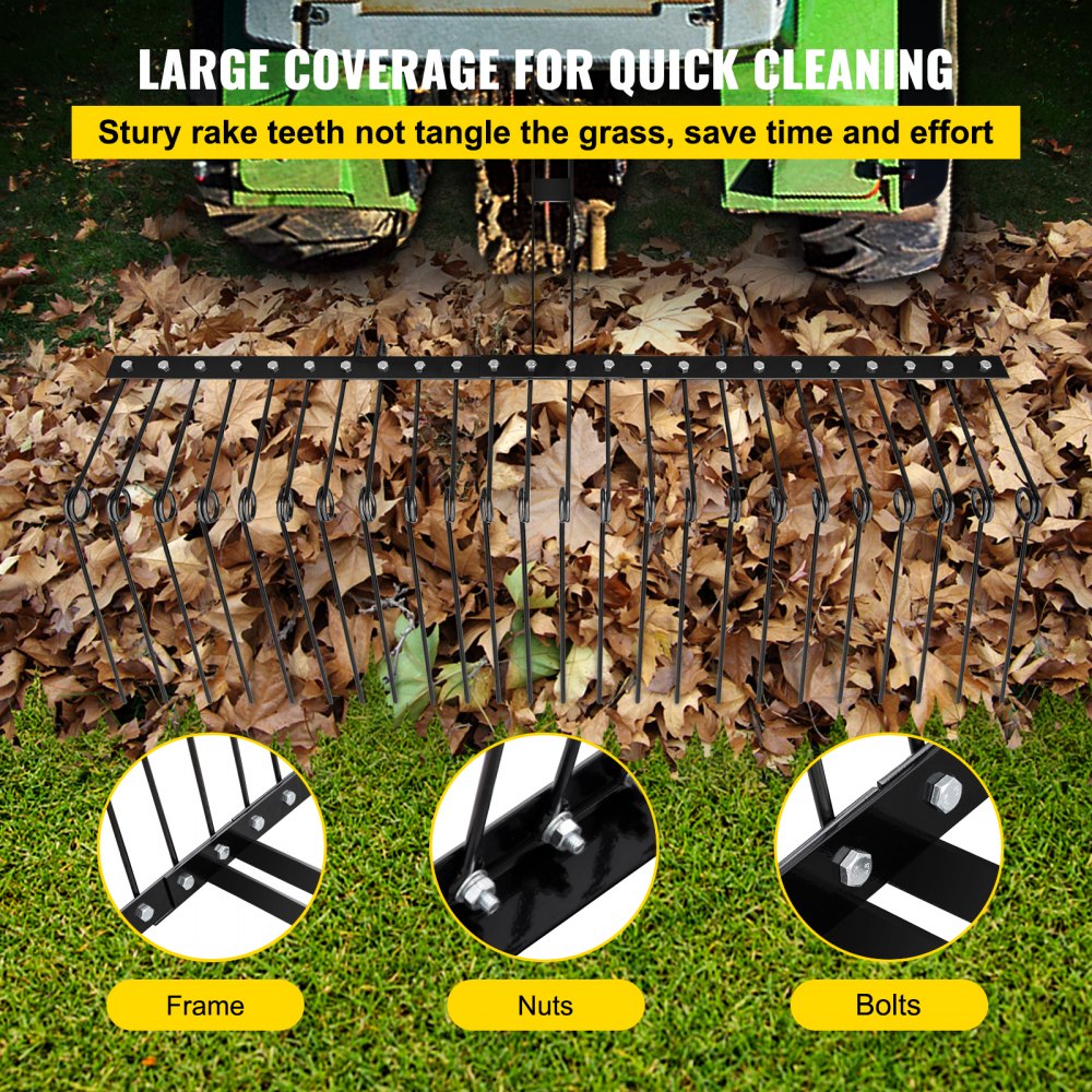 VEVOR Landscape Rake, 60 Inch Wide Tractor Rake, 3-Point Tow Behind ...
