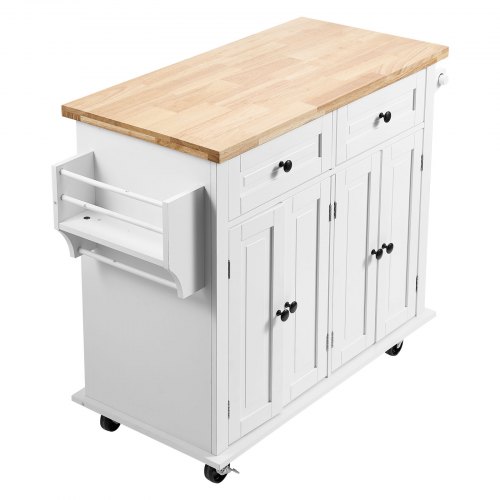 VEVOR Kitchen Island Cart with Solid Wood Top, 35.4
