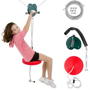 VEVOR 100FT Zip Line Kit Kids Adult Zip Line Trolley Slackers Zip Lines ...