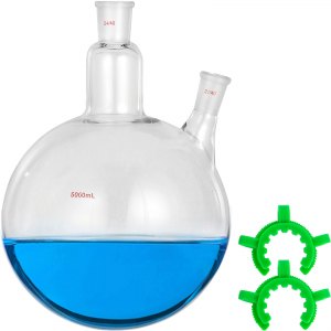 Vevor Round Bottom Flask Receiving Flask 5l, Reaction Flask 2 Neck ...