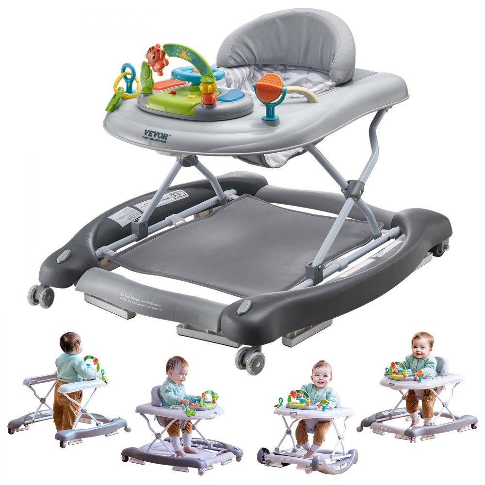 VEVOR 4in1 Baby Walker, Foldable Baby Activity Center on Wheels, 3