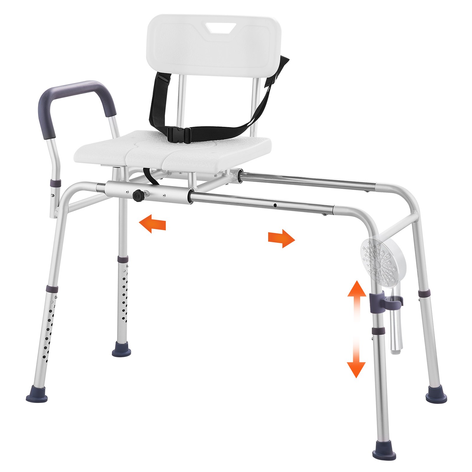 Transfer Bench VEVOR Sliding Tub Transfer Bench Shower Chair & Cut-Out Seat Reversible ...