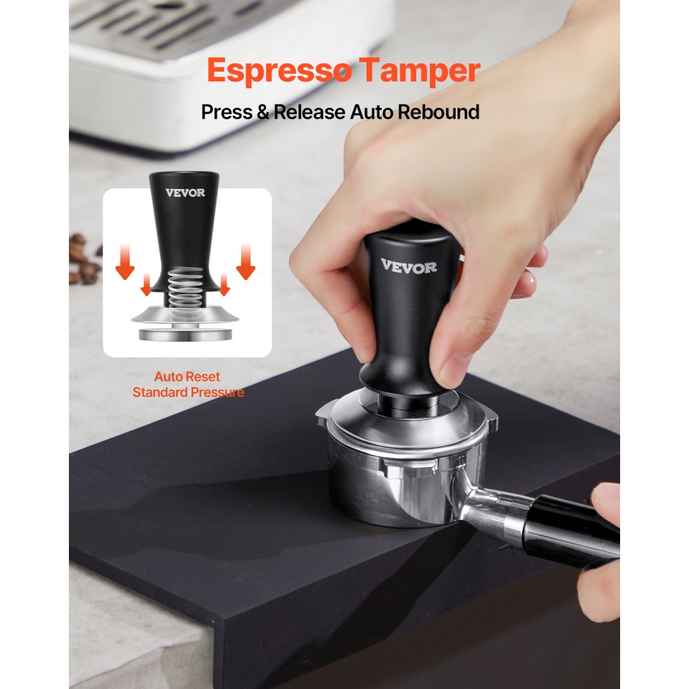 Espresso Tamper 51 mm, pružinový tamper na kávu, nástroj na tamper 13,6 kg Espresso, nerezový tamper s protiskluzovou rukojetí - miniatura 2