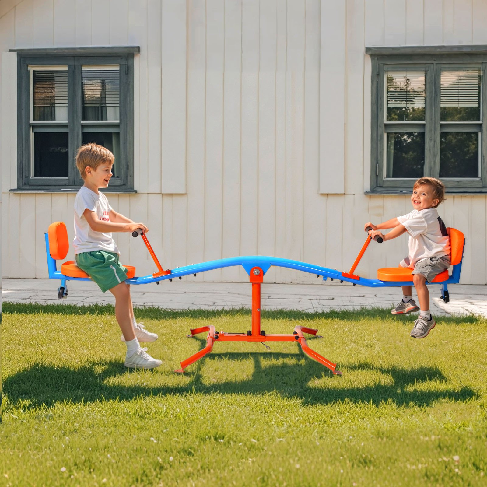 VEVOR Kids Seesaw, 300 lbs Load Capacity, Sit and Spin Teeter Totter ...