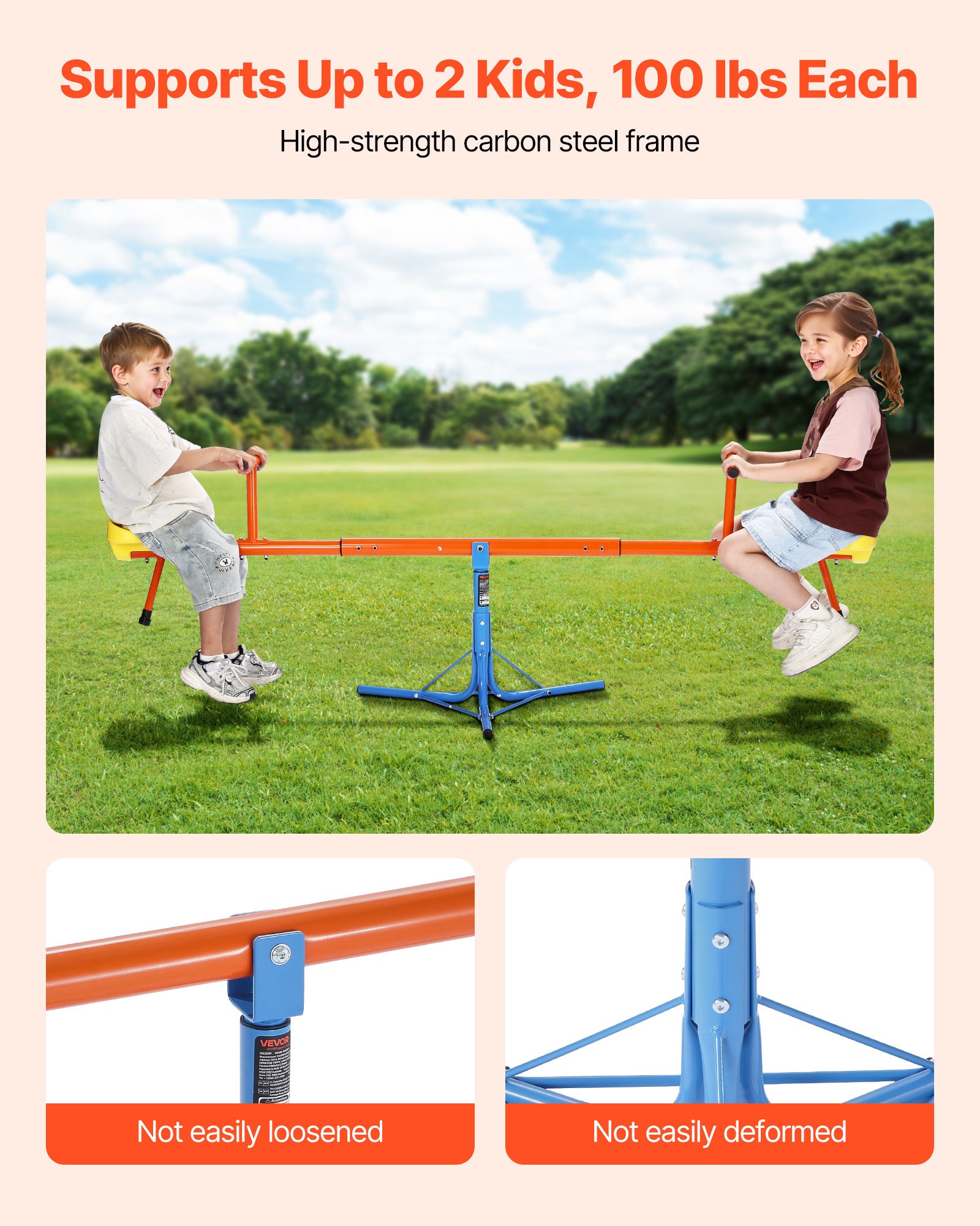 VEVOR Kids Seesaw, 45.4 kg Load Capacity per Seat, Sit and Spin Teeter ...