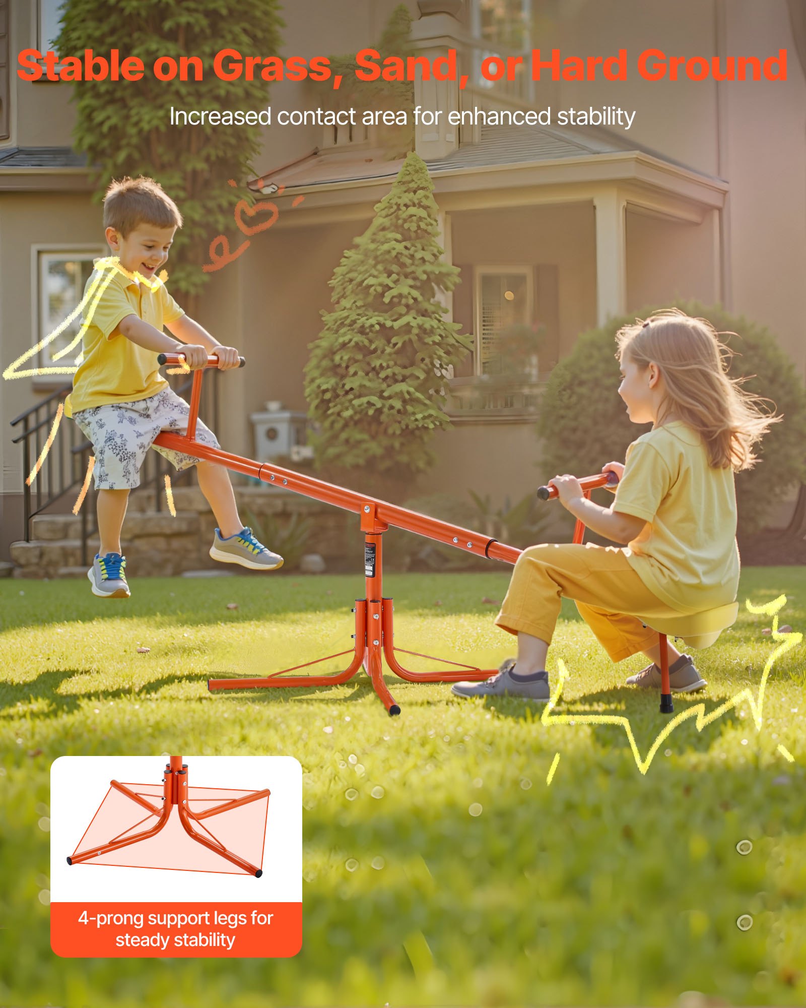 VEVOR Kids Seesaw – 100 lbs, 360° Rotating Teeter Totter