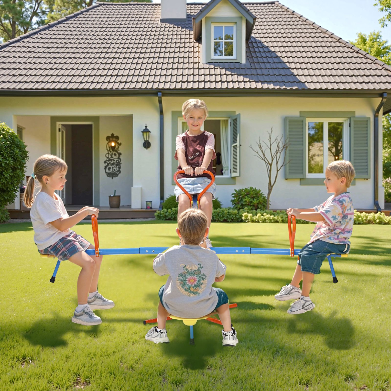 VEVOR 4 Seater Seesaw – 110 LBS, 360° Rotating, 3+ Kids