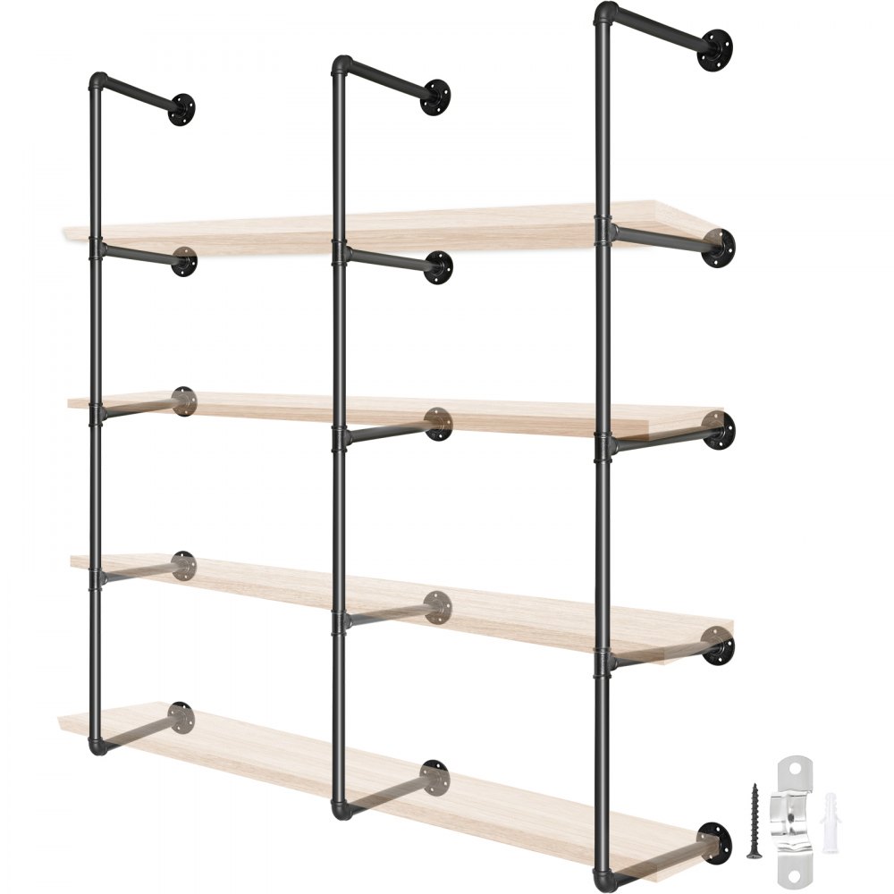 Black industrial on sale pipe shelves