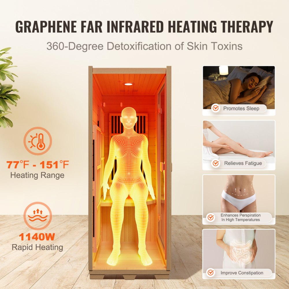 Thermora Zorin Premium 2-Person Indoor Outdoor Low EMF FAR-Infrared Hemlock Wood Personal Home Sauna Spa, 1750W (SAK27451) main image 1
