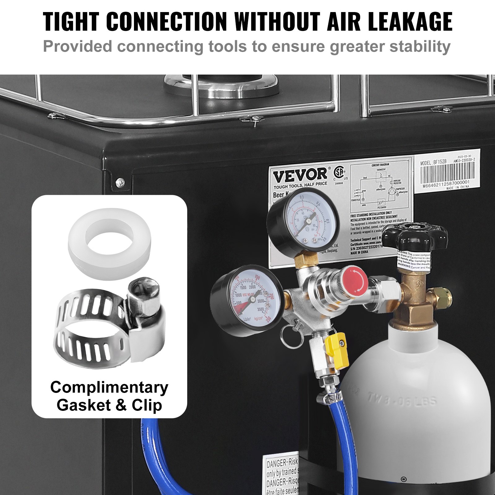 Dual Gauge CO2 Regulator For Draft Beer & Homebrew Kegs - Includes Check Valve, CGA320 Connection