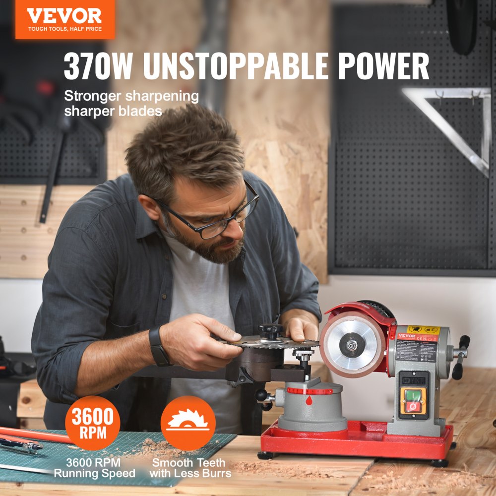 VEVOR Circular Saw Blade Sharpener, 370W Rotary Angle Mill Grinder ...