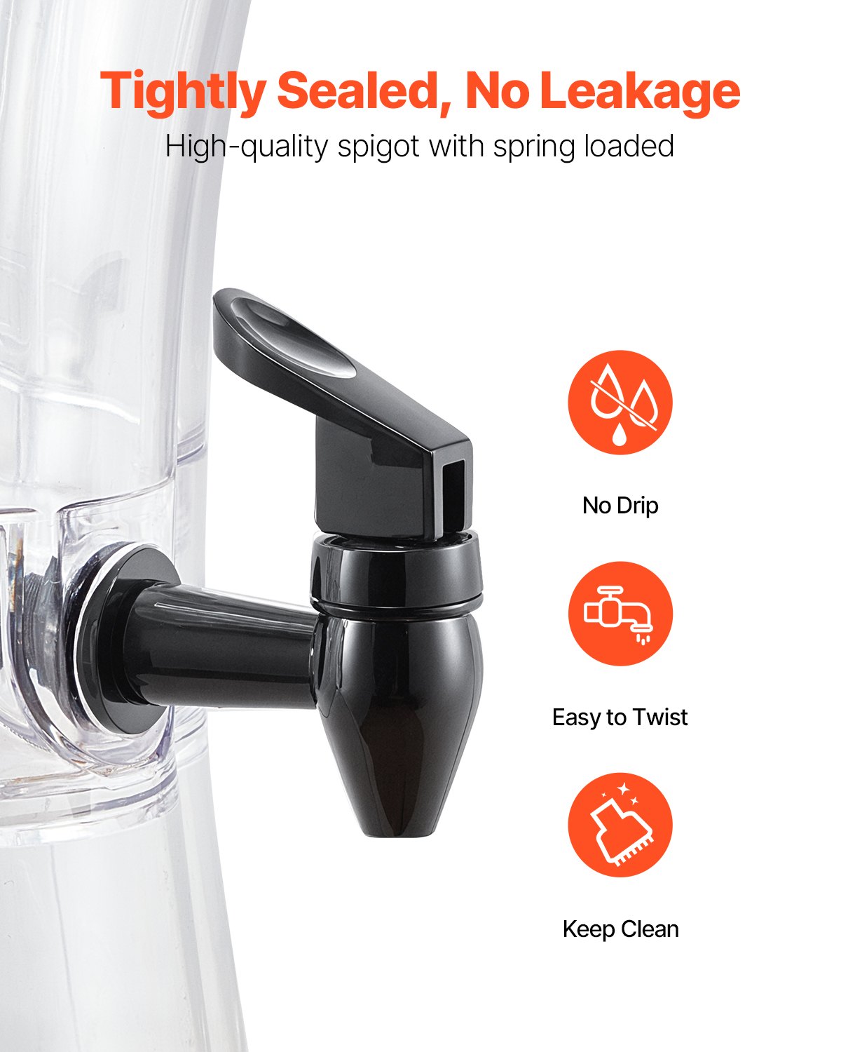 VEVOR Plastic Beverage Dispenser — Spring-Loaded Spigot