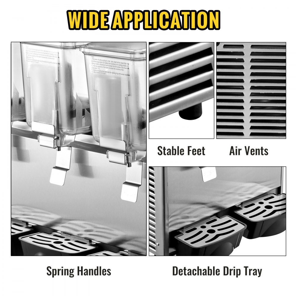 VEVOR Commercial Cold Beverage Dispenser Stainless Steel Fruit Juice