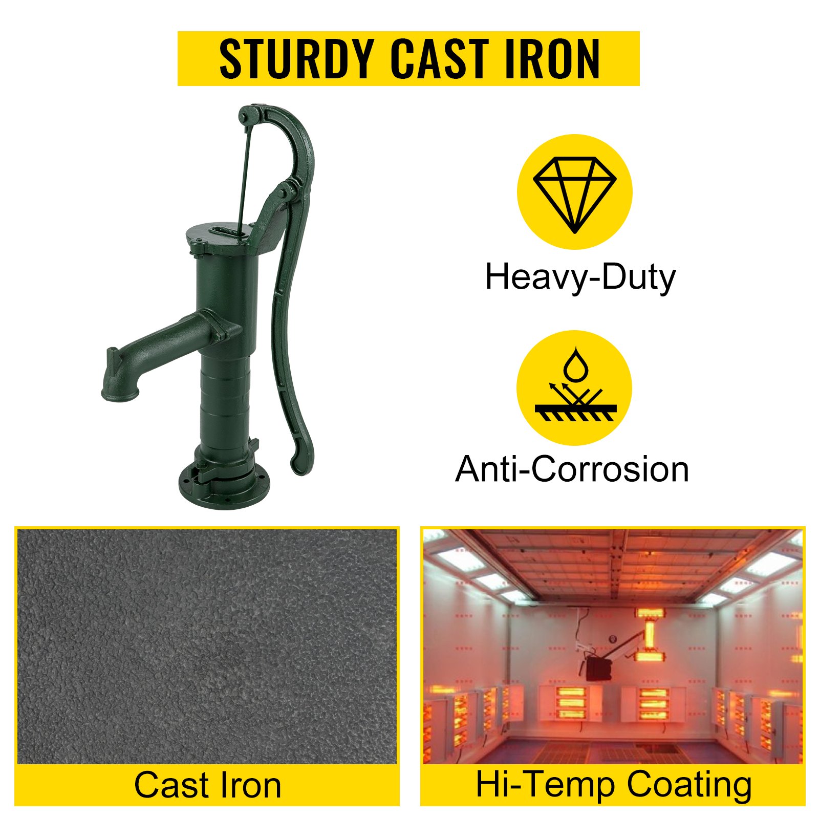 VEVOR Antique Hand Water Pump 14.6 x 5.9 x 26 inch Pitcher Pump w